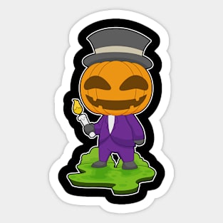 Gentleman Halloween Pumpkin Candle Sticker